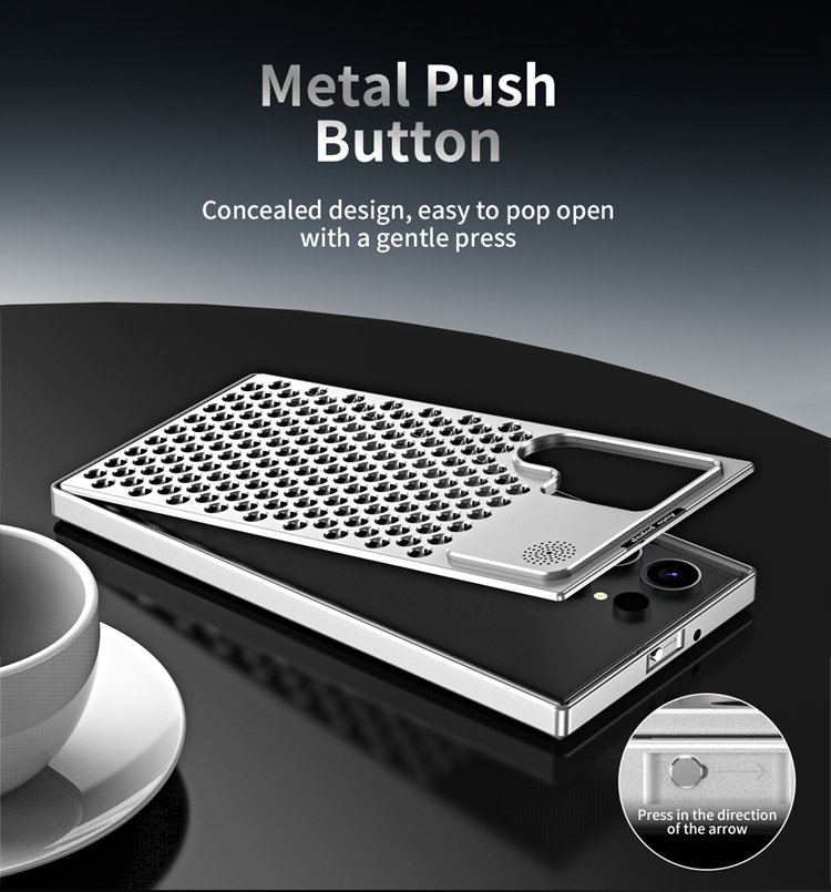Titanium alloy mobile phone case, aromatherapy cooling case for Apple and Samsung, titanium alloy anti-fall mobile phone protective cover