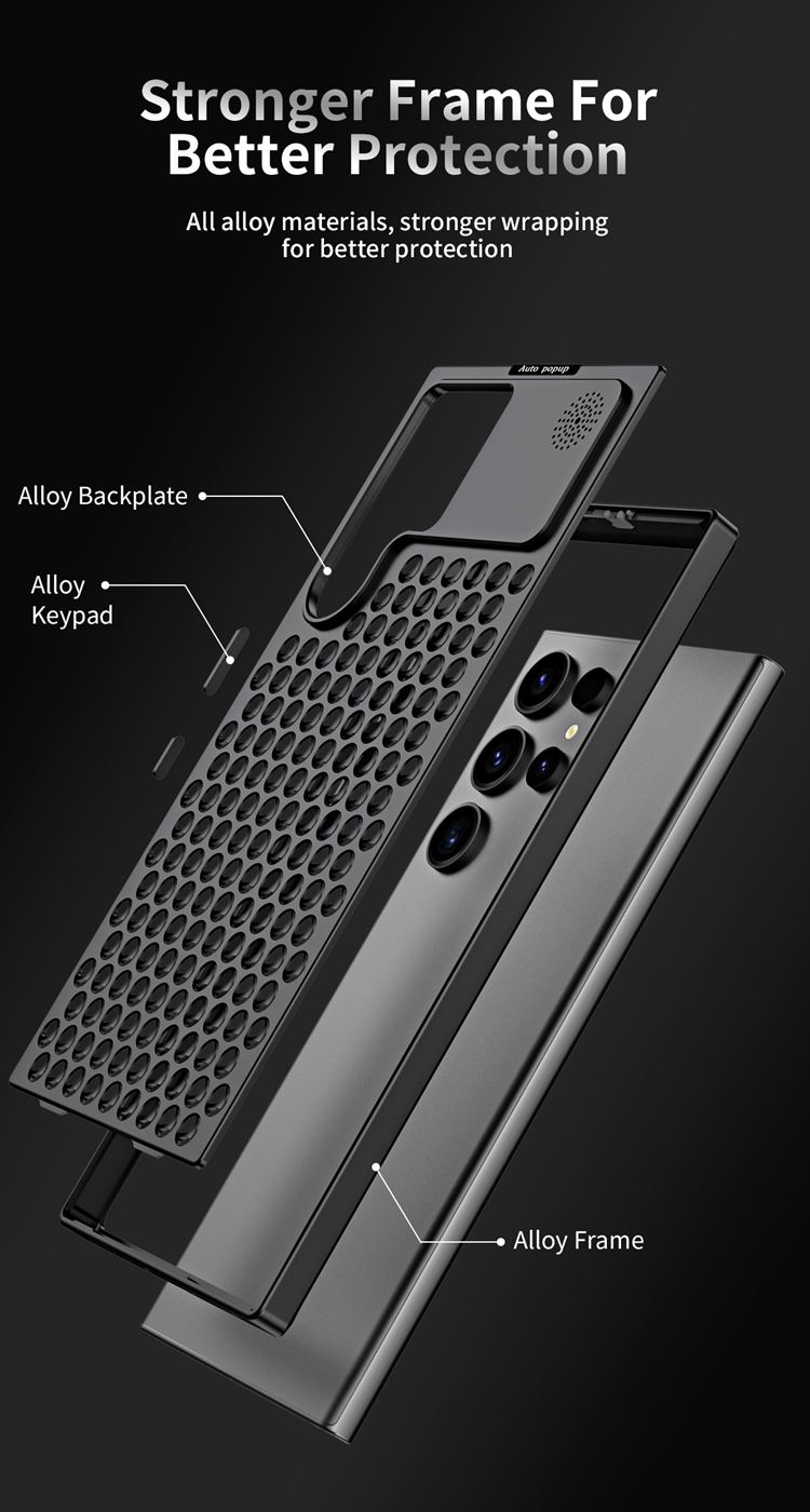 Titanium alloy mobile phone case, aromatherapy cooling case for Apple and Samsung, titanium alloy anti-fall mobile phone protective cover