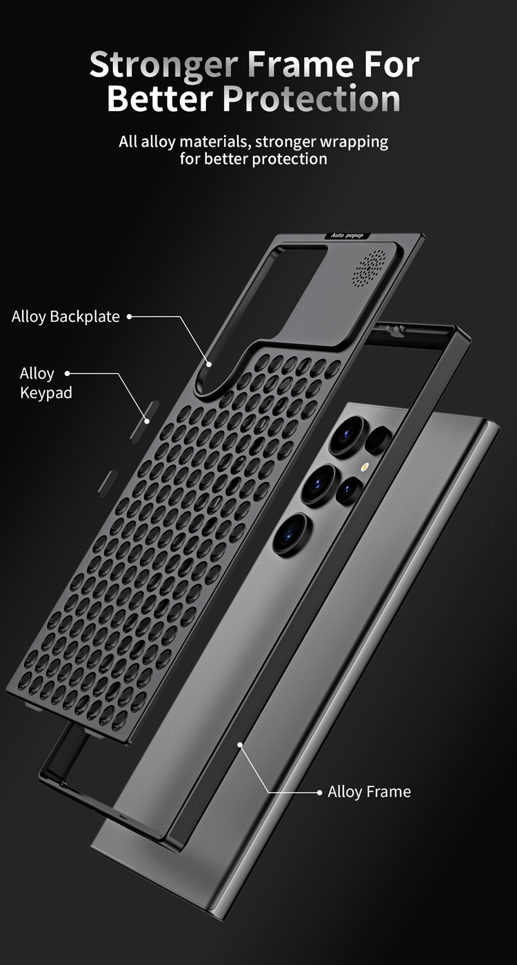 Titanium alloy mobile phone case, aromatherapy cooling case for Apple and Samsung, titanium alloy anti-fall mobile phone protective cover