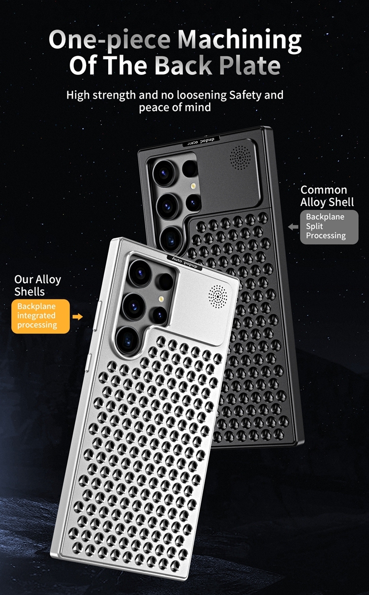 Titanium alloy mobile phone case, aromatherapy cooling case for Apple and Samsung, titanium alloy anti-fall mobile phone protective cover