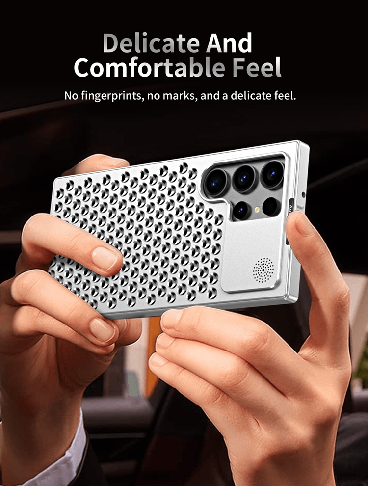 Titanium alloy mobile phone case, aromatherapy cooling case for Apple and Samsung, titanium alloy anti-fall mobile phone protective cover