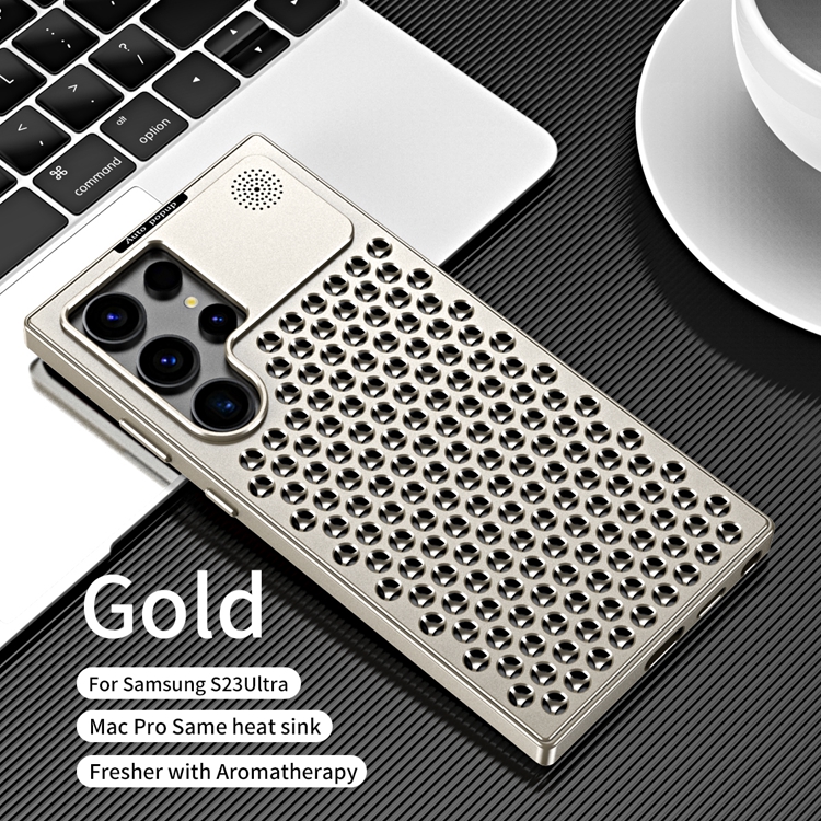 Titanium alloy mobile phone case, aromatherapy cooling case for Apple and Samsung, titanium alloy anti-fall mobile phone protective cover