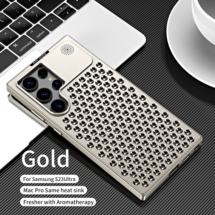 Titanium alloy mobile phone case, aromatherapy cooling case for Apple and Samsung, titanium alloy anti-fall mobile phone protective cover