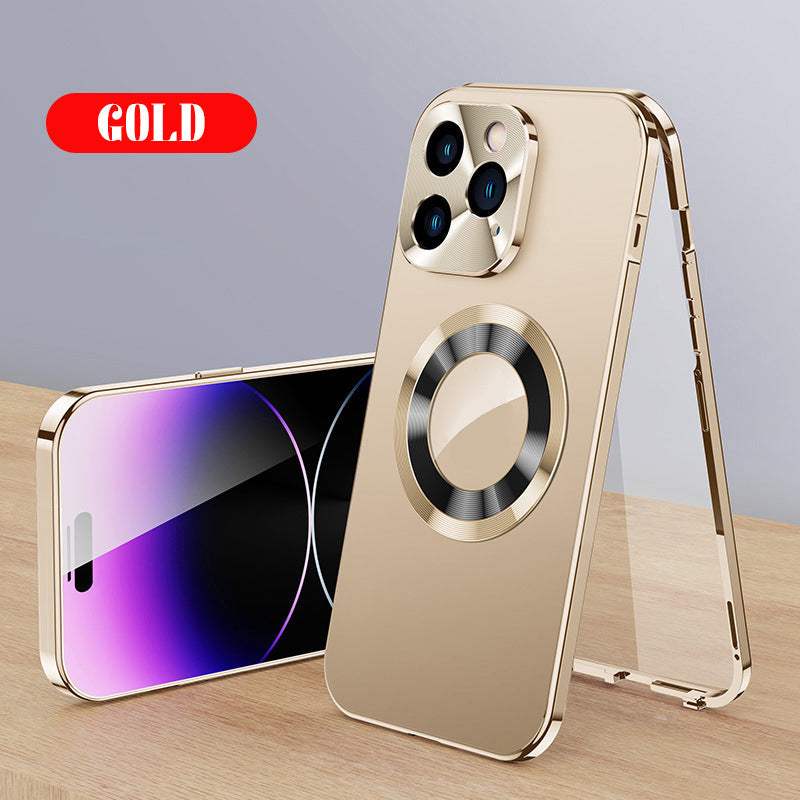 Dwustronne etui magnetyczne na telefon ze szkłem galwanizowanym