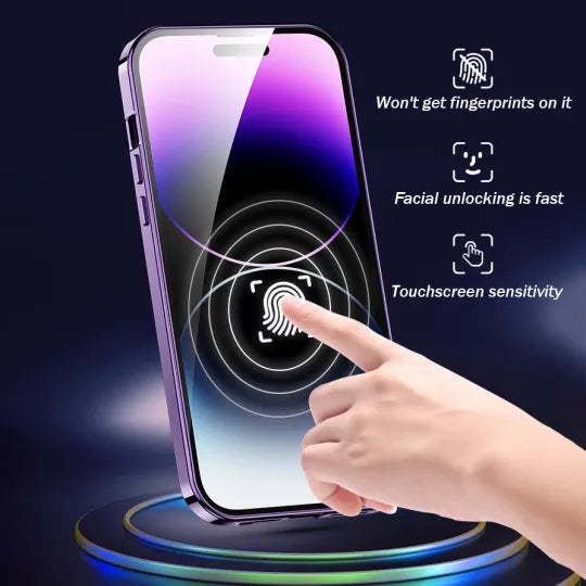 Dwustronne etui magnetyczne na telefon ze szkłem galwanizowanym