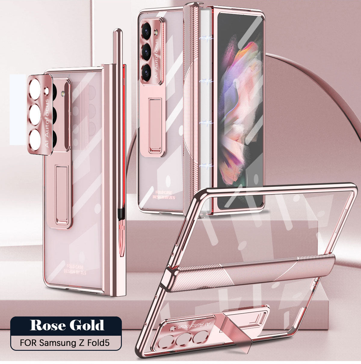 Μαγνητική θήκη μεντεσέ για Galaxy Z Fold5 Fold4 Fold3 με διπλό προστατευτικό μεντεσέ