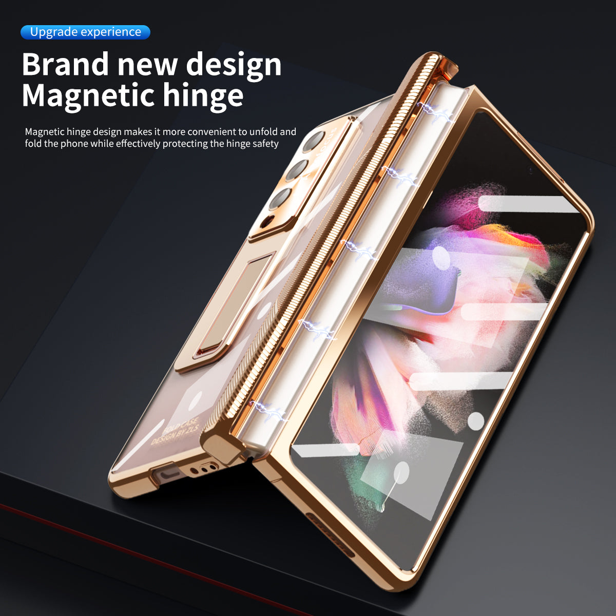 Μαγνητική θήκη μεντεσέ για Galaxy Z Fold5 Fold4 Fold3 με διπλό προστατευτικό μεντεσέ