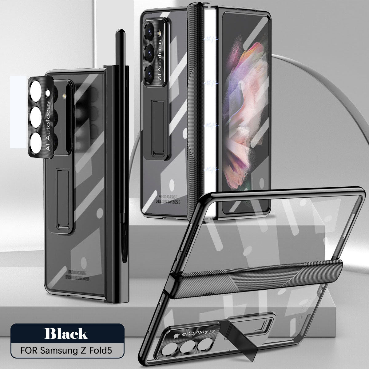 Μαγνητική θήκη μεντεσέ για Galaxy Z Fold5 Fold4 Fold3 με διπλό προστατευτικό μεντεσέ