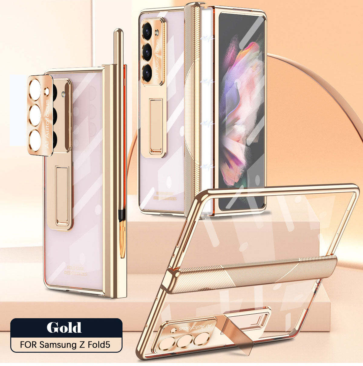 Μαγνητική θήκη μεντεσέ για Galaxy Z Fold5 Fold4 Fold3 με διπλό προστατευτικό μεντεσέ