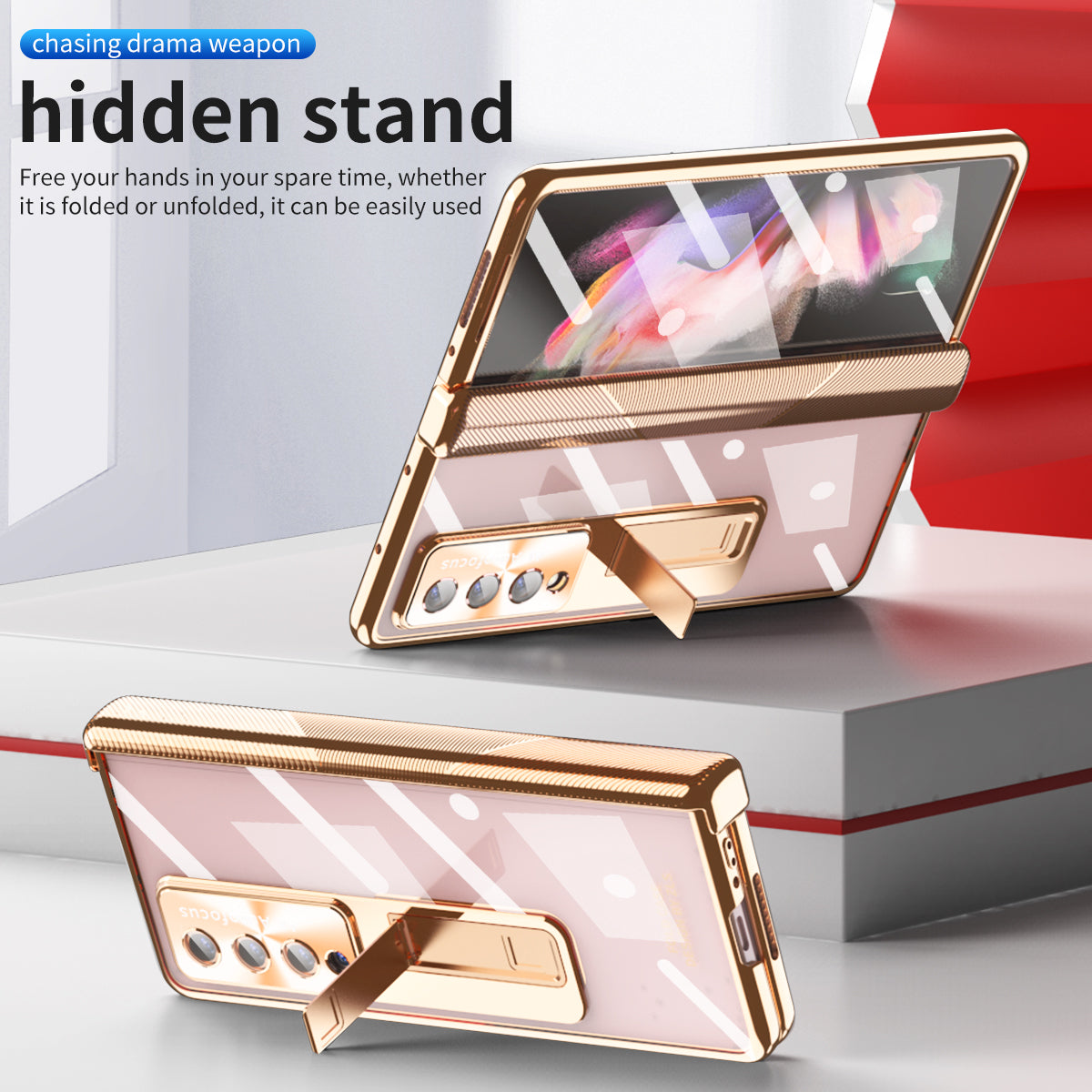 Μαγνητική θήκη μεντεσέ για Galaxy Z Fold5 Fold4 Fold3 με διπλό προστατευτικό μεντεσέ