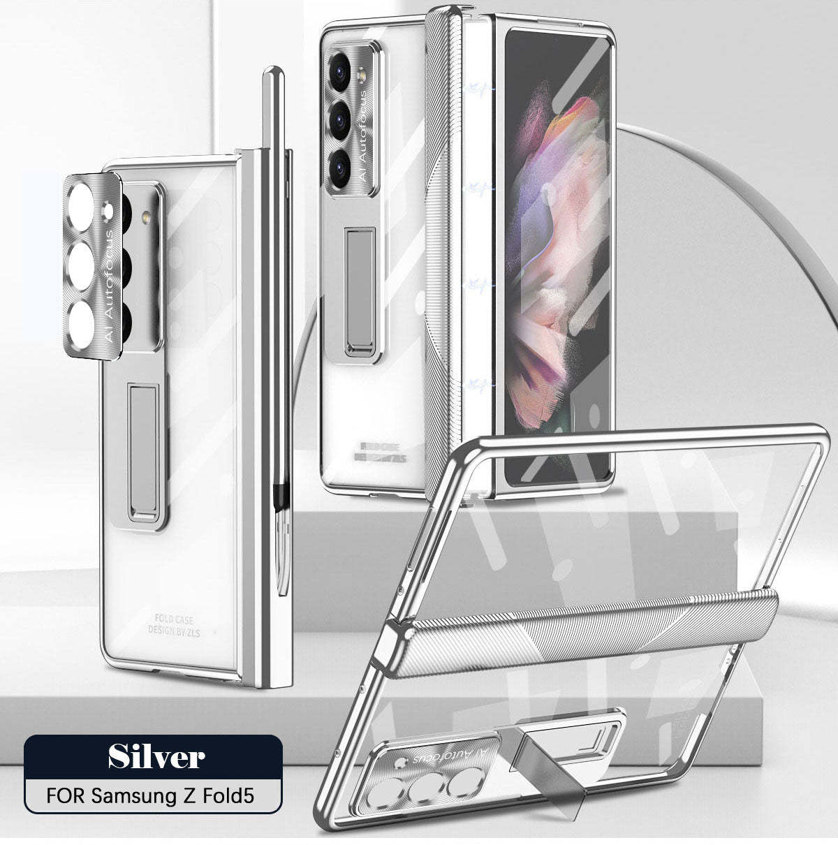 Μαγνητική θήκη μεντεσέ για Galaxy Z Fold5 Fold4 Fold3 με διπλό προστατευτικό μεντεσέ