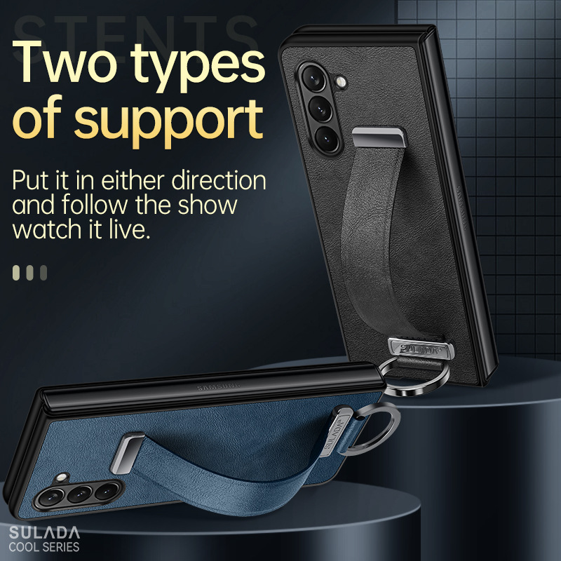 Etui na telefon komórkowy Samsung Zfold6 Sulada biznesowe etui z klapką ze skóry składanej 4/5/6 all-inclusive magnetyczne etui z przyssawką