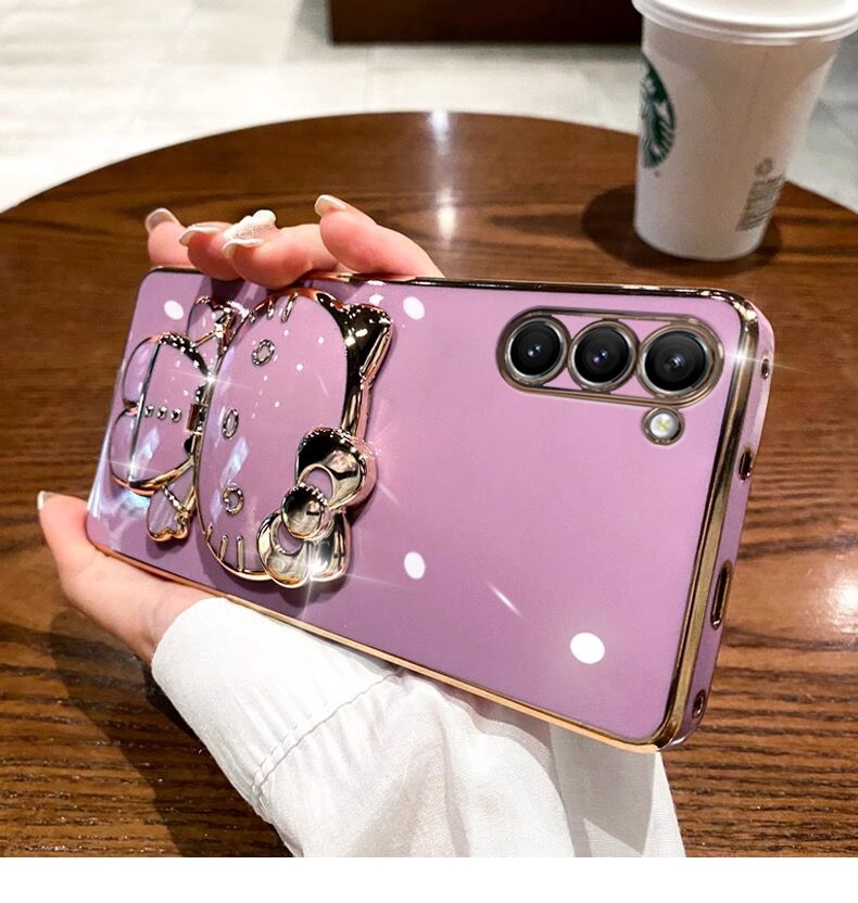 Κατάλληλο για θήκη κινητού Samsung S24, επιμεταλλωμένο καθρέφτη μακιγιάζ θήκης γάτας S22ultra