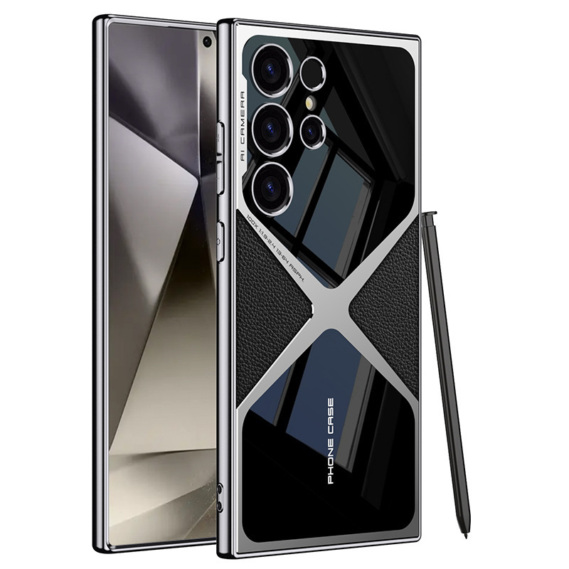 Galwanizowane skórzane etui ochronne anty-upadkowe do telefonu Samsung Galaxy S24 S23 Ultra