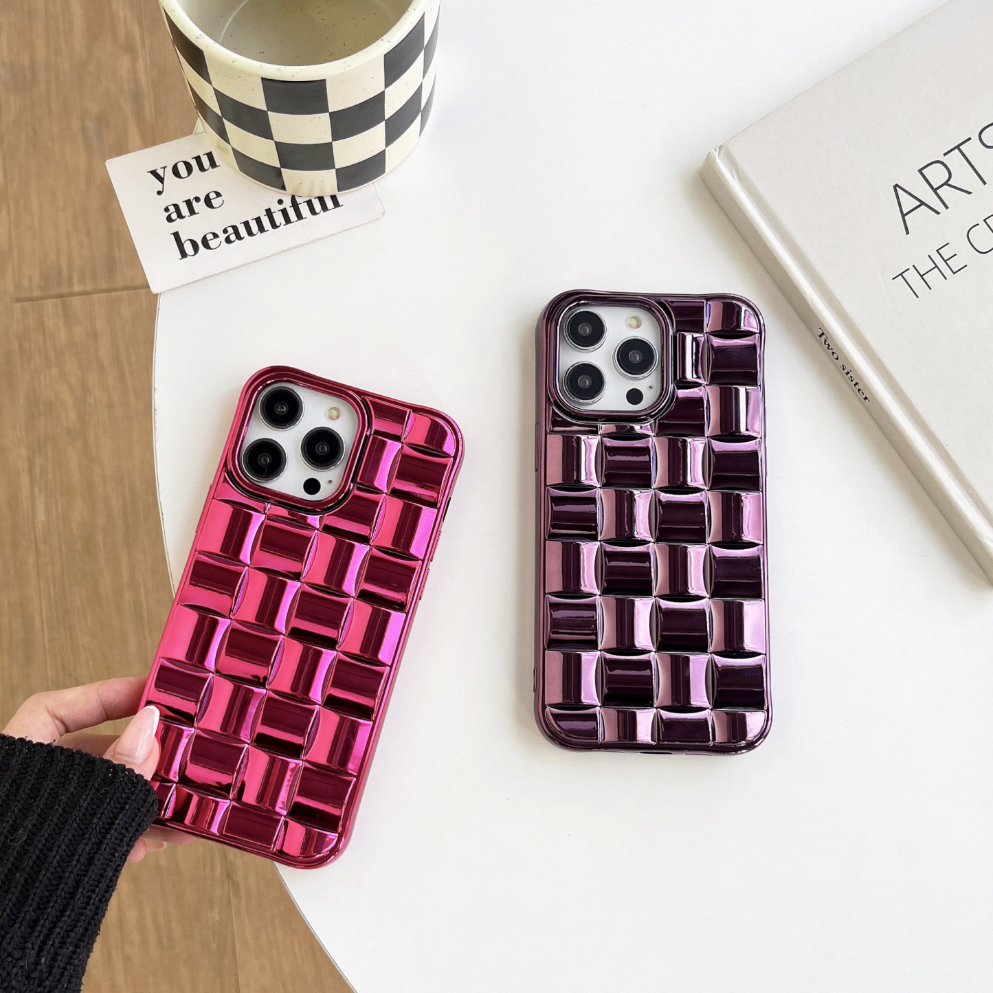 Κατάλληλο για iPhone15 14 13 12 series πολυτελής επιμεταλλωμένη χρυσή και ασημί 3D ανακλαστική θήκη κινητού τηλεφώνου
