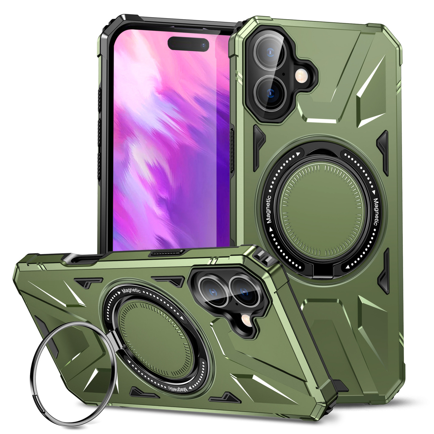 Pasuje do magnetycznego uchwytu pierścieniowego Apple 16 pro max 15 etui ochronnego na telefon komórkowy