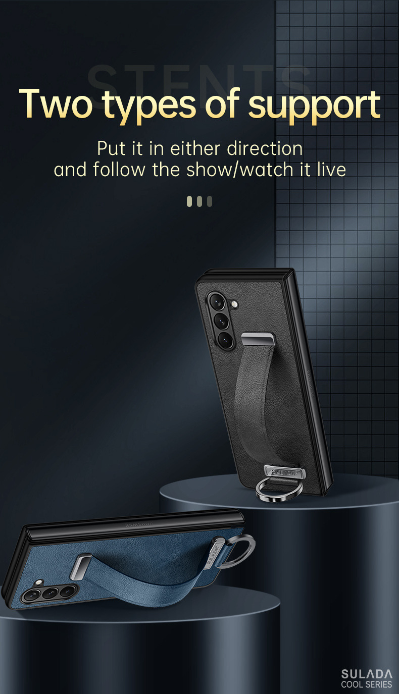 Etui na telefon komórkowy Samsung Zfold6 Sulada biznesowe etui z klapką ze skóry składanej 4/5/6 all-inclusive magnetyczne etui z przyssawką