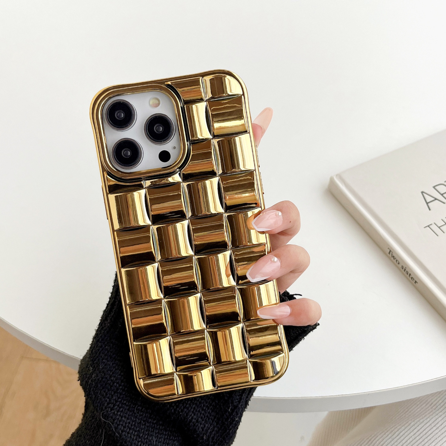 Κατάλληλο για iPhone15 14 13 12 series πολυτελής επιμεταλλωμένη χρυσή και ασημί 3D ανακλαστική θήκη κινητού τηλεφώνου