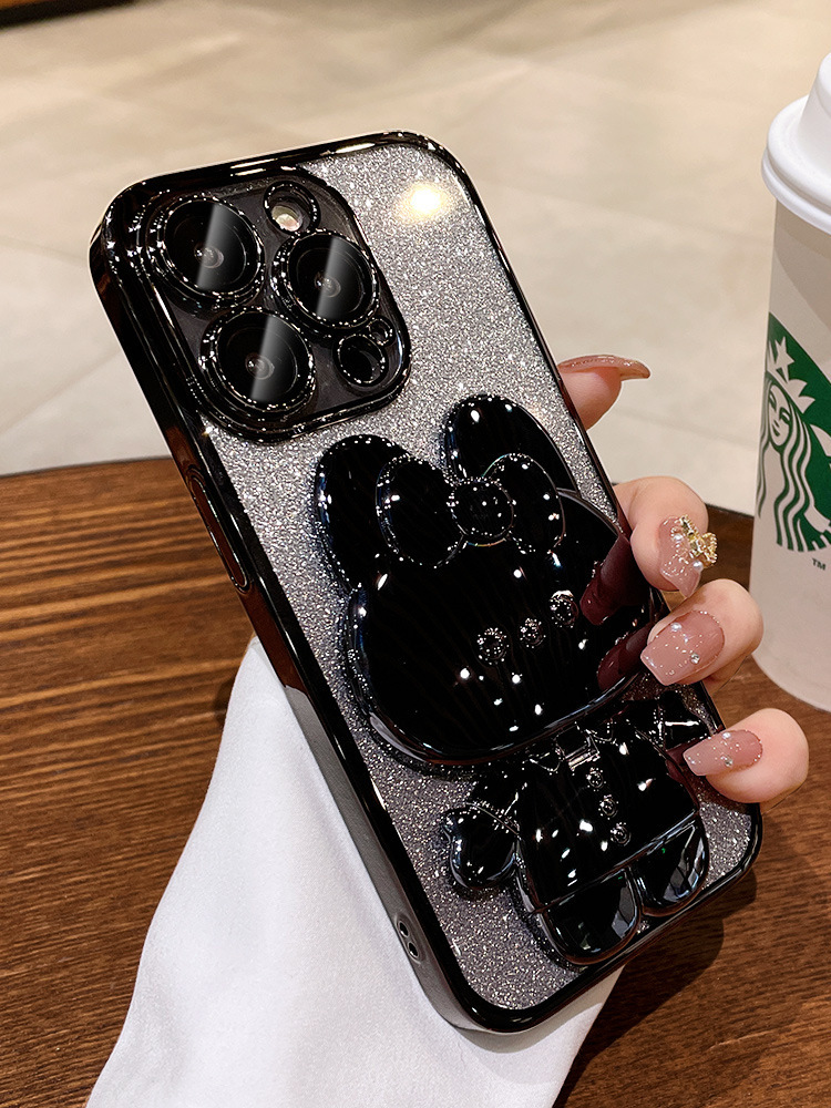 Κατάλληλη για iPhone15 θήκη κινητού τηλεφώνου ντεγκραντέ γκλίτερ καθρέφτης κουνέλι Apple 13 νέα σιλικόνη 14Promax προηγμένη θήκη κινητού τηλεφώνου