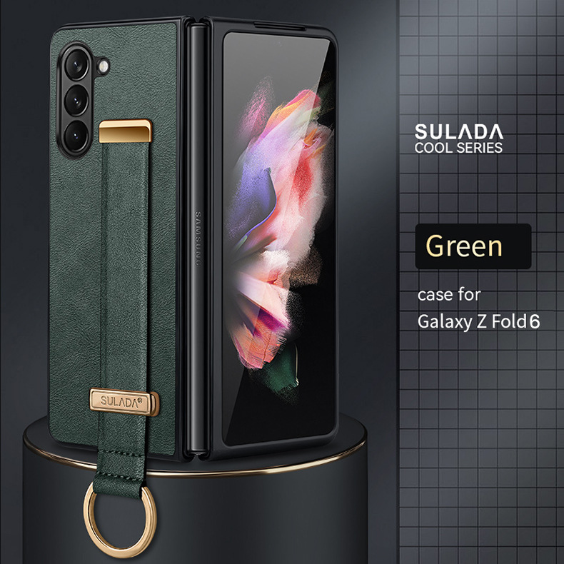 Etui na telefon komórkowy Samsung Zfold6 Sulada biznesowe etui z klapką ze skóry składanej 4/5/6 all-inclusive magnetyczne etui z przyssawką