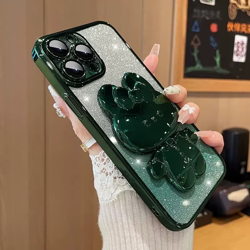 Κατάλληλη για iPhone15 θήκη κινητού τηλεφώνου ντεγκραντέ γκλίτερ καθρέφτης κουνέλι Apple 13 νέα σιλικόνη 14Promax προηγμένη θήκη κινητού τηλεφώνου