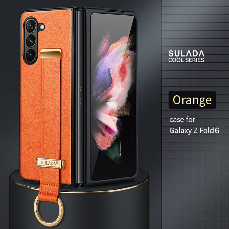 Etui na telefon komórkowy Samsung Zfold6 Sulada biznesowe etui z klapką ze skóry składanej 4/5/6 all-inclusive magnetyczne etui z przyssawką