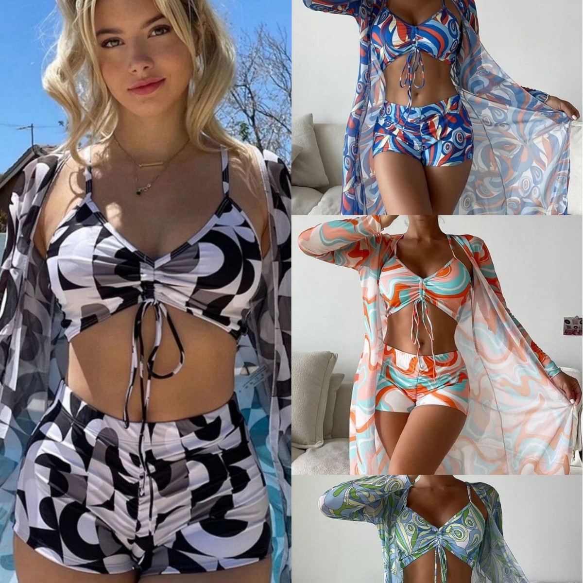 【✨Pirkite 1 ir gaukite 1 nemokamai】👙 Naujas madingas naujas trijų dalių maudymosi kostiumėlis, yra daugiau spalvų