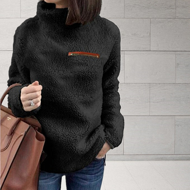 Nowy sweter damski, zapinany na zamek i golf, dolny top