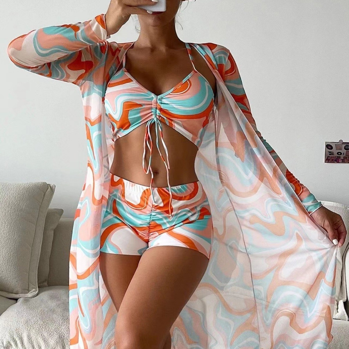 【✨Pirkite 1 ir gaukite 1 nemokamai】👙 Naujas madingas naujas trijų dalių maudymosi kostiumėlis, yra daugiau spalvų