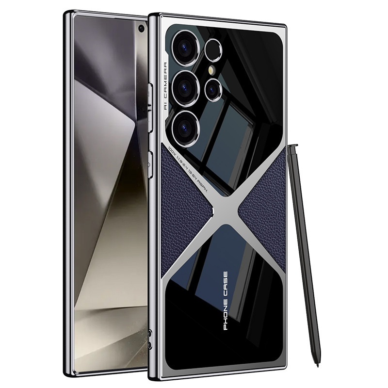 Galwanizowane skórzane etui ochronne anty-upadkowe do telefonu Samsung Galaxy S24 S23 Ultra