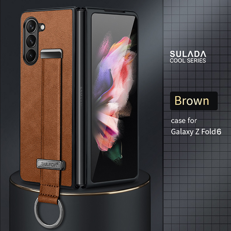 Etui na telefon komórkowy Samsung Zfold6 Sulada biznesowe etui z klapką ze skóry składanej 4/5/6 all-inclusive magnetyczne etui z przyssawką