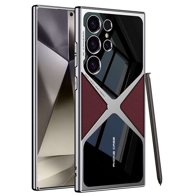 Galwanizowane skórzane etui ochronne anty-upadkowe do telefonu Samsung Galaxy S24 S23 Ultra