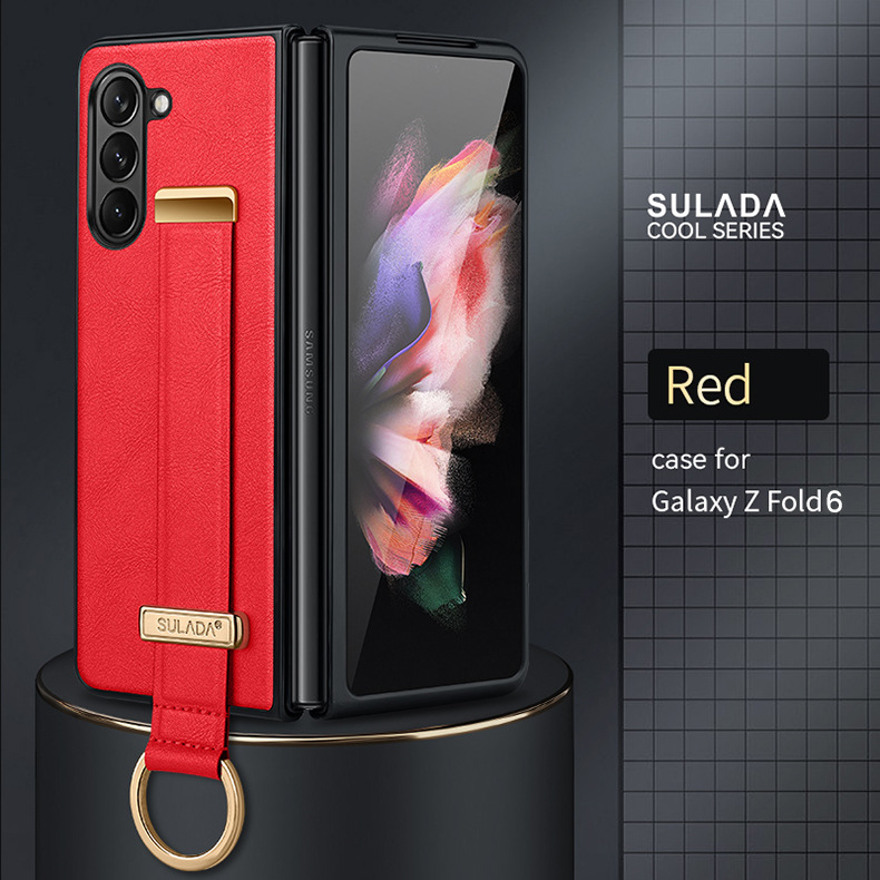 Etui na telefon komórkowy Samsung Zfold6 Sulada biznesowe etui z klapką ze skóry składanej 4/5/6 all-inclusive magnetyczne etui z przyssawką