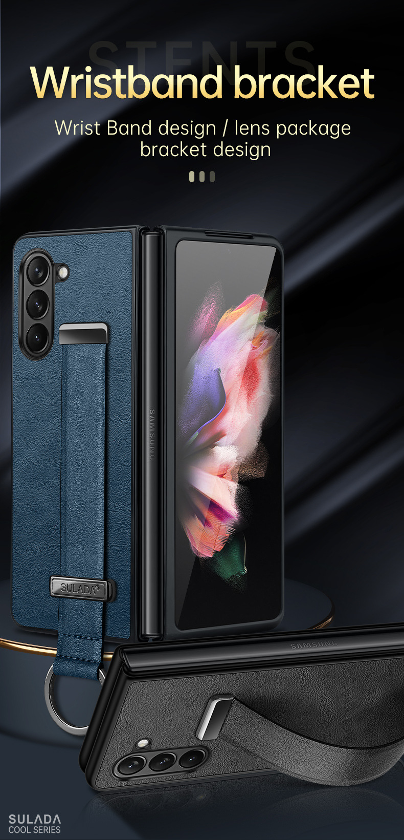 Etui na telefon komórkowy Samsung Zfold6 Sulada biznesowe etui z klapką ze skóry składanej 4/5/6 all-inclusive magnetyczne etui z przyssawką