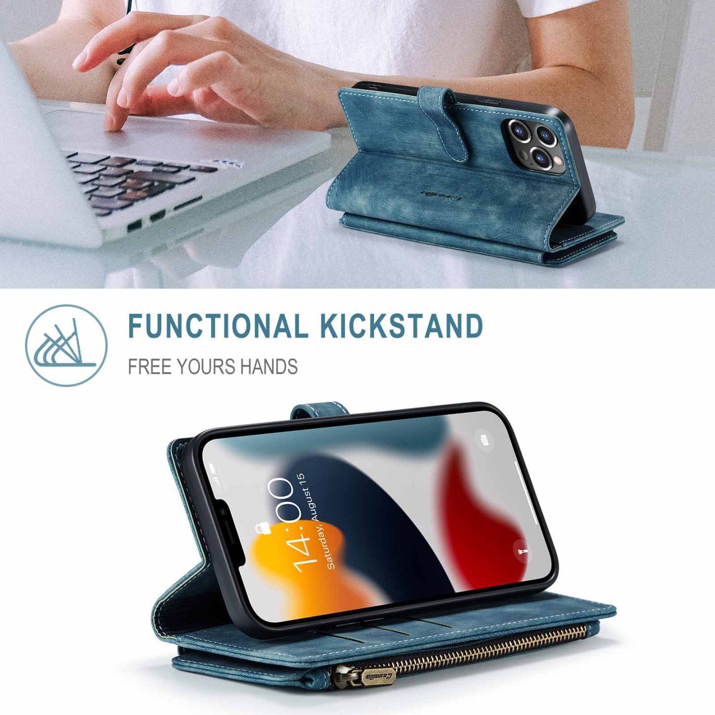 Nadaje się do 13promax portfel na zamek błyskawiczny skórzany pokrowiec Apple 14 wielokartowy futerał na telefon komórkowy iPhone15 flip 16 retro 7P