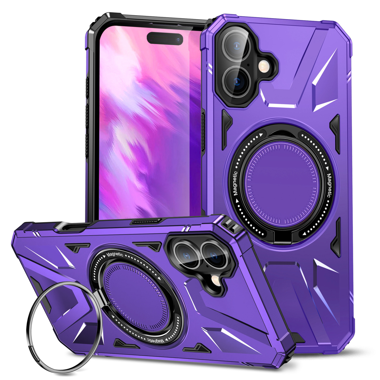 Pasuje do magnetycznego uchwytu pierścieniowego Apple 16 pro max 15 etui ochronnego na telefon komórkowy