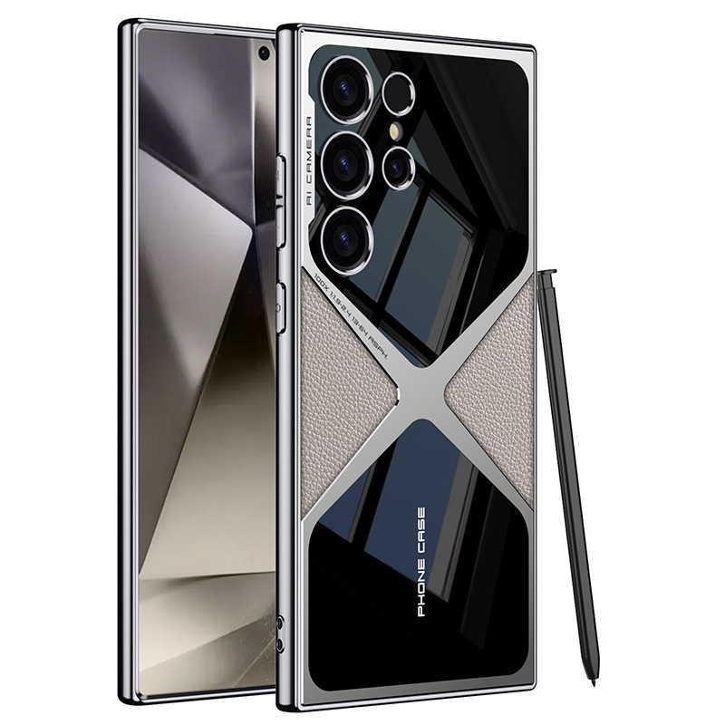 Galwanizowane skórzane etui ochronne anty-upadkowe do telefonu Samsung Galaxy S24 S23 Ultra