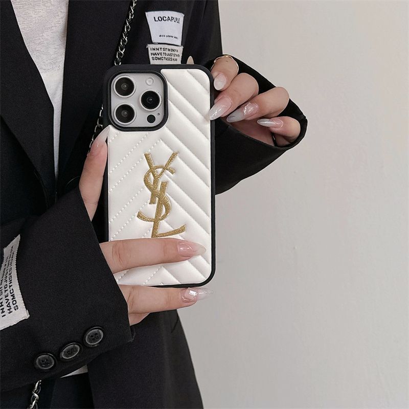 Luksusowa marka YSL brokatowa trójwymiarowa skórzana obudowa iPhone16 Apple 14proma damska 15/13/12 etui na telefon komórkowy