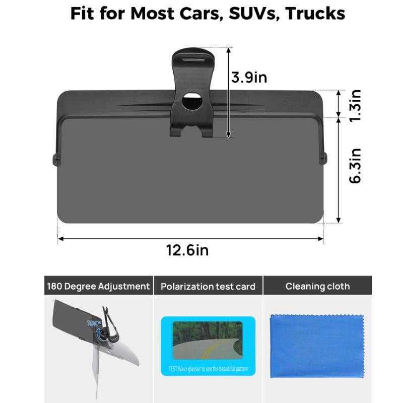 Extensor de viseira polarizado anti-reflexo universal - dia e noite
