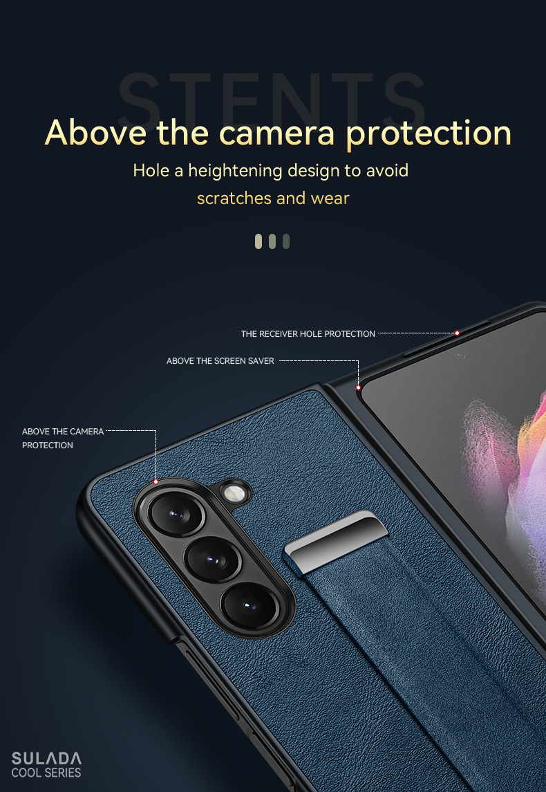 Etui na telefon komórkowy Samsung Zfold6 Sulada biznesowe etui z klapką ze skóry składanej 4/5/6 all-inclusive magnetyczne etui z przyssawką