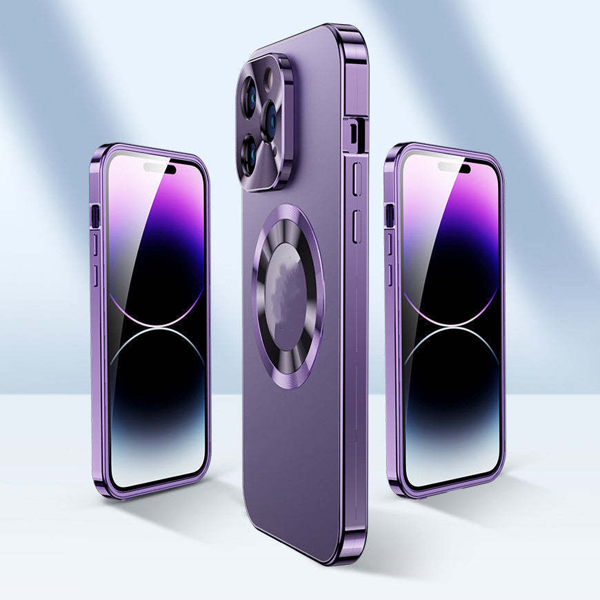 Dwustronne etui magnetyczne na telefon ze szkłem galwanizowanym