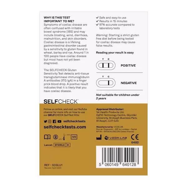 SELFCheck Gluten Sensitivity Test for Coeliac Disease