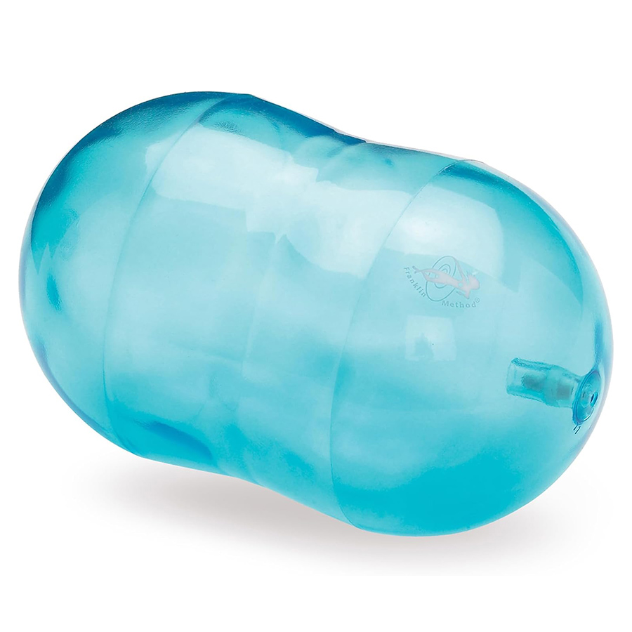 Sissel Franklin Mini Roller massage tool in crystal blue, featuring a soft peanut-shaped design with adjustable air valve, ideal for self-massage, posture improvement, pelvic floor awareness, Pilates, yoga, and muscle tension relief.