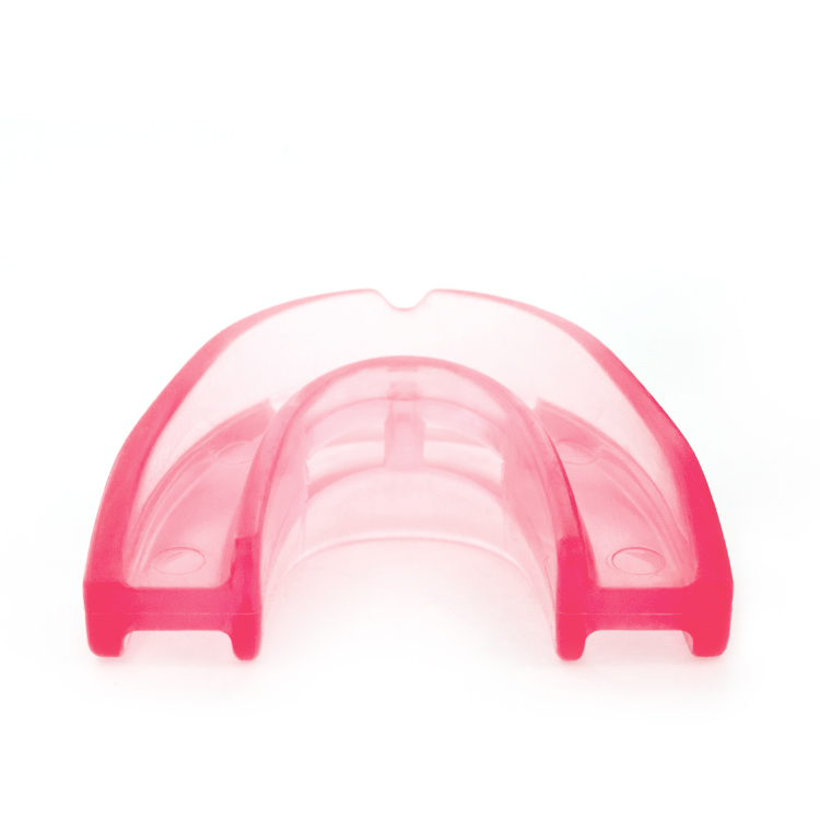 SleepPro Woman anti-snoring mouthpiece close-up, showing slim female-specific design that gently advances the jaw to reduce snoring and support clearer airflow, improved sleep quality, and comfortable overnight wear.