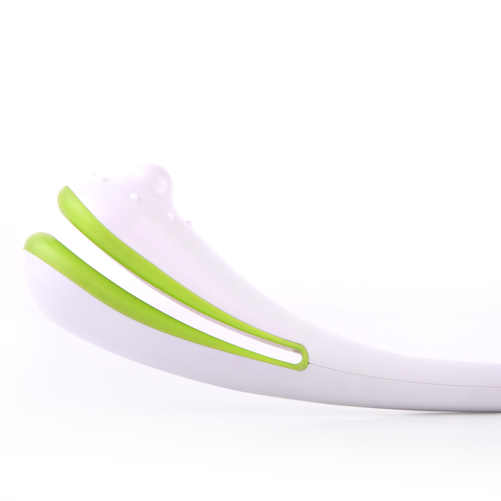 Close-up of bottom wiping aid showing flexible gripping head and toilet paper slot, designed to securely hold tissue and help people with limited mobility, arthritis or shoulder injury maintain independent toileting hygiene.