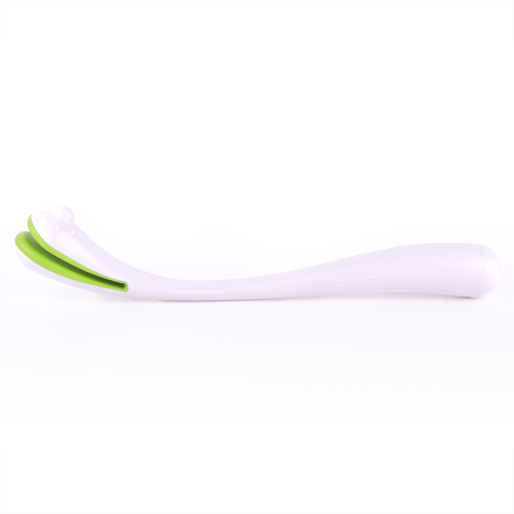 Long-handled bottom wiping aid with curved ergonomic design and toilet paper grip, created to help people with limited reach, arthritis, injury or reduced mobility maintain independence and personal hygiene after toileting.