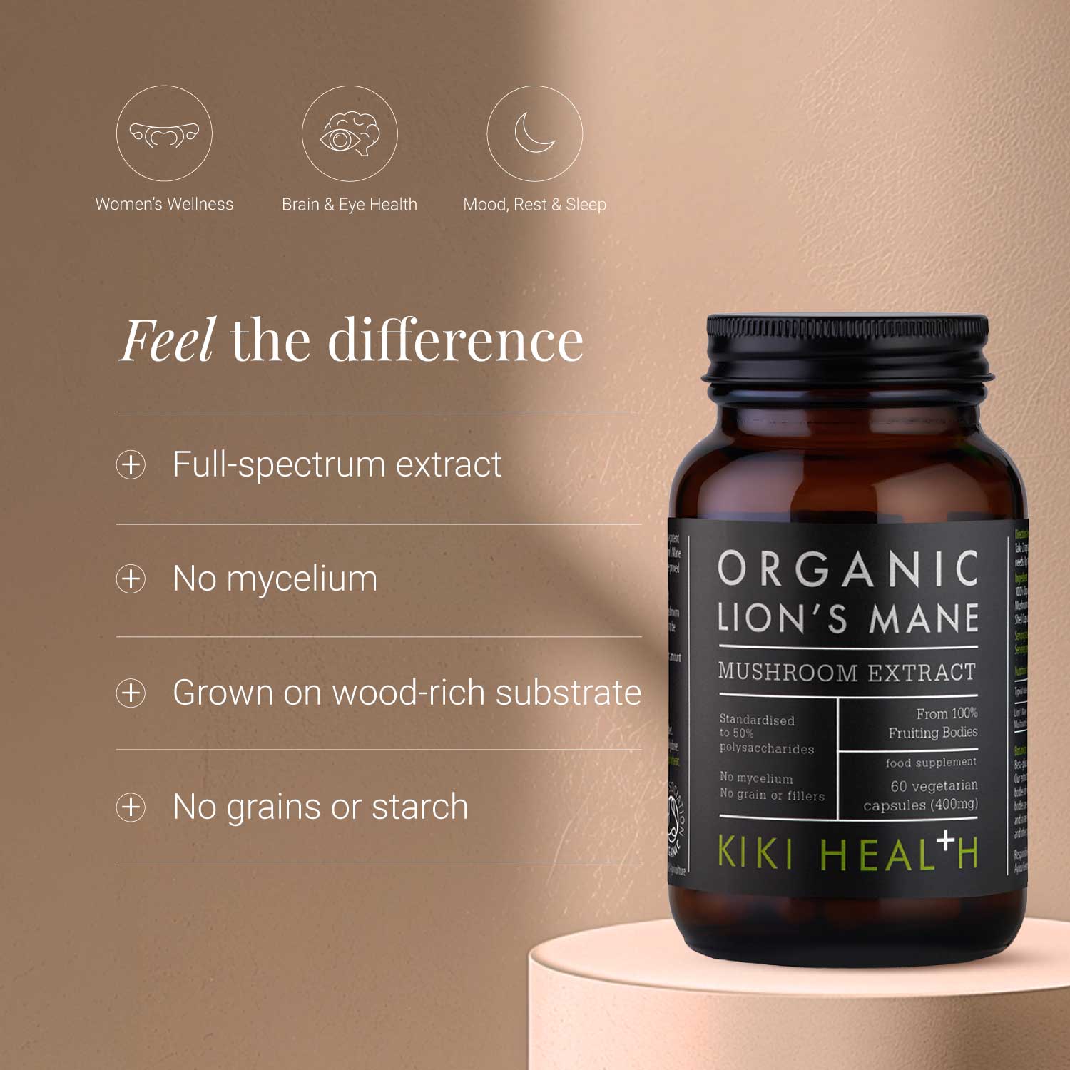 KIKI Health Organic Lion's Mane Mushroom Extract 400mg