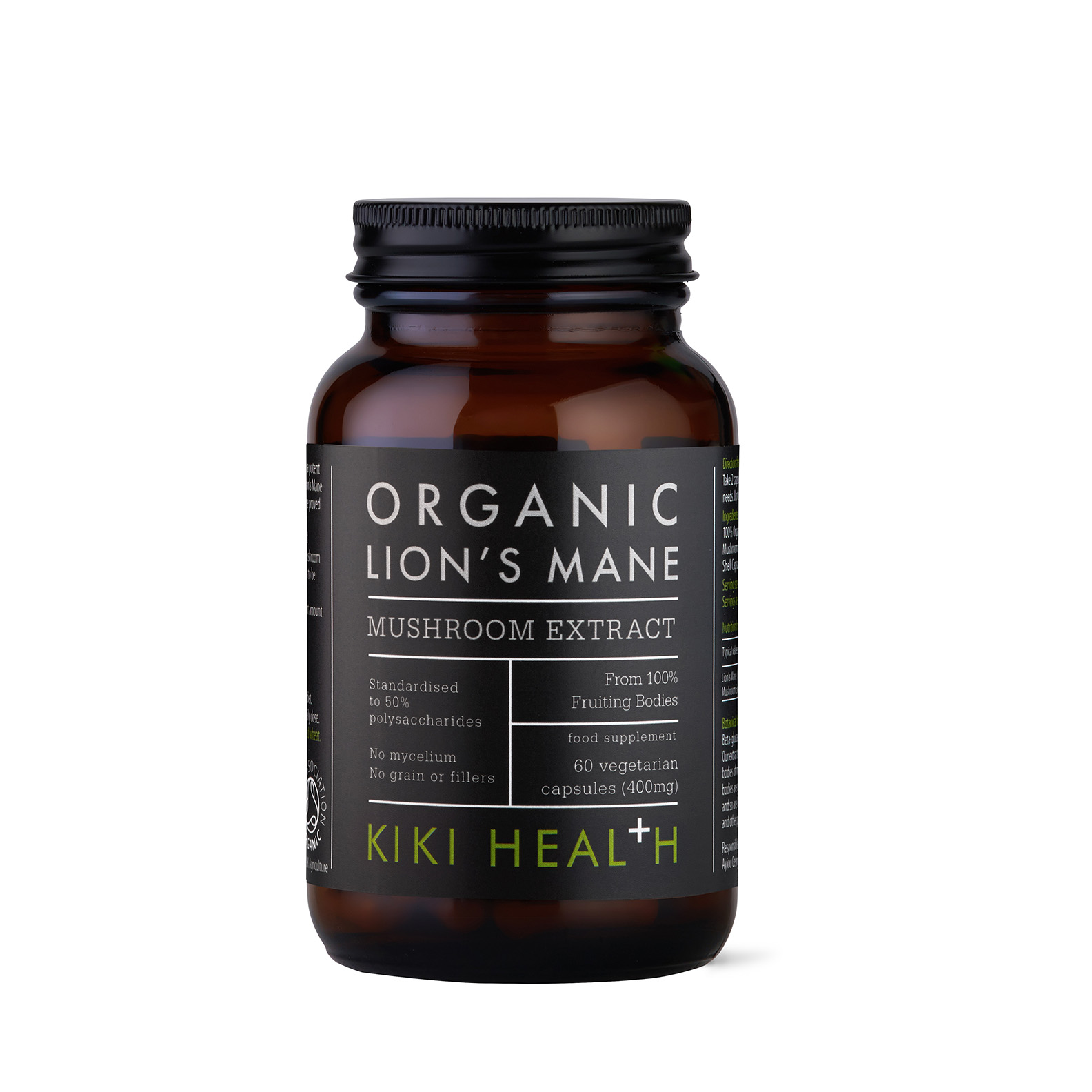  KIKI Health Organic Lion's Mane 400mg Extract- 60 Vegicaps