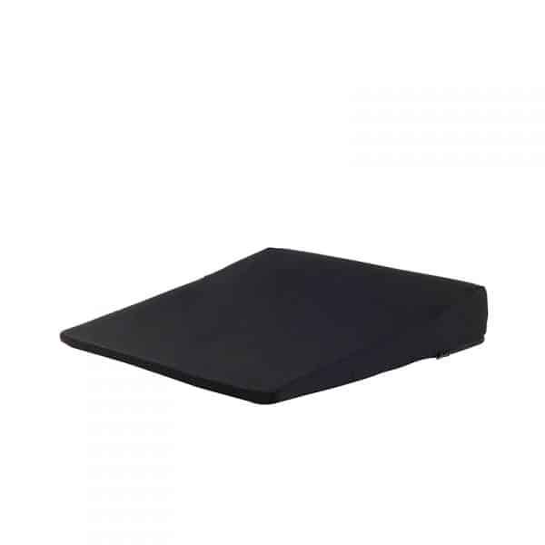 Sissel sitting wedge cushion in black, ergonomic tapered seat cushion designed to improve posture, support the lower back and pelvic floor, and encourage healthy spinal alignment during prolonged sitting at home, work or in the car.