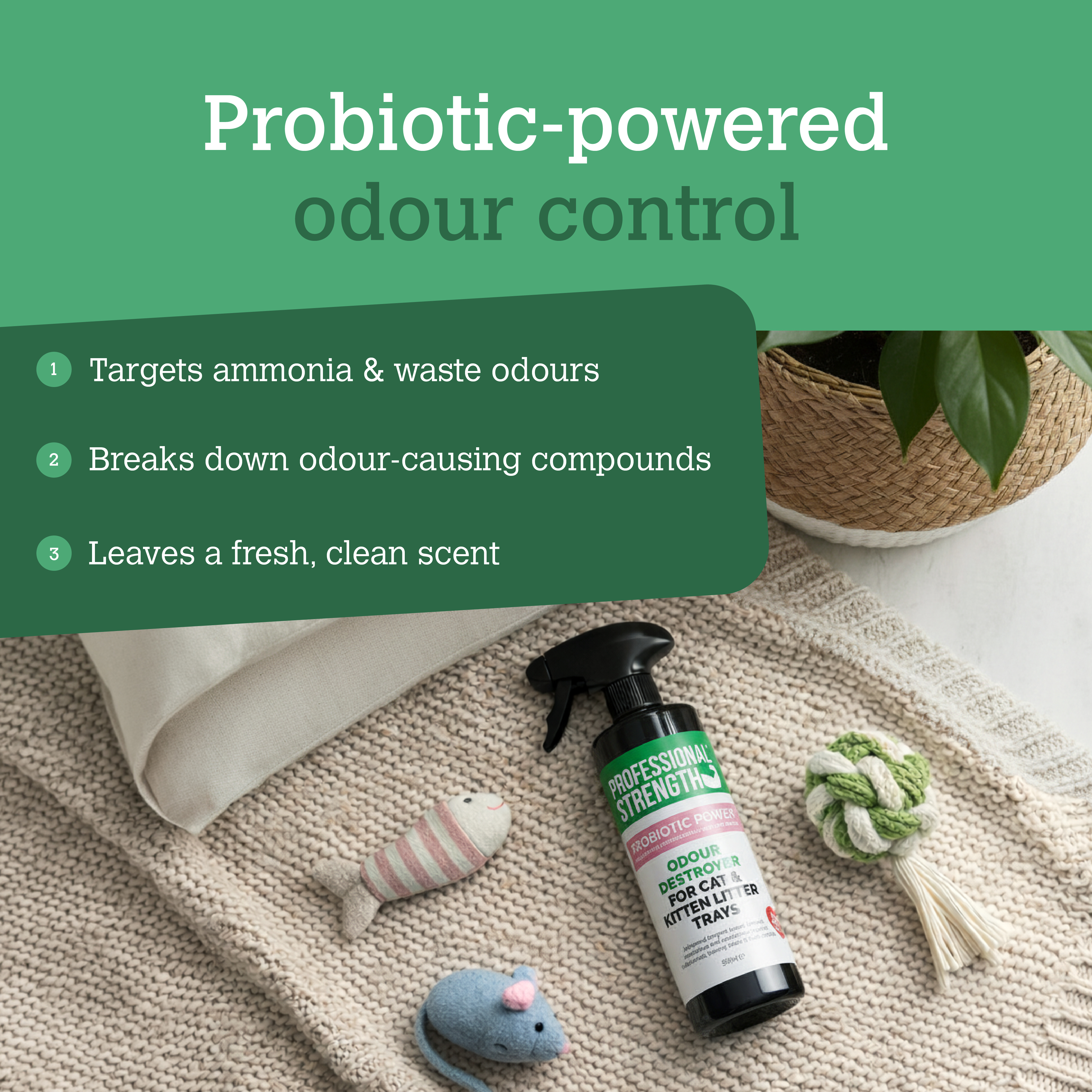 Professional Strength Probiotic Cat Litter Odour Destroyer